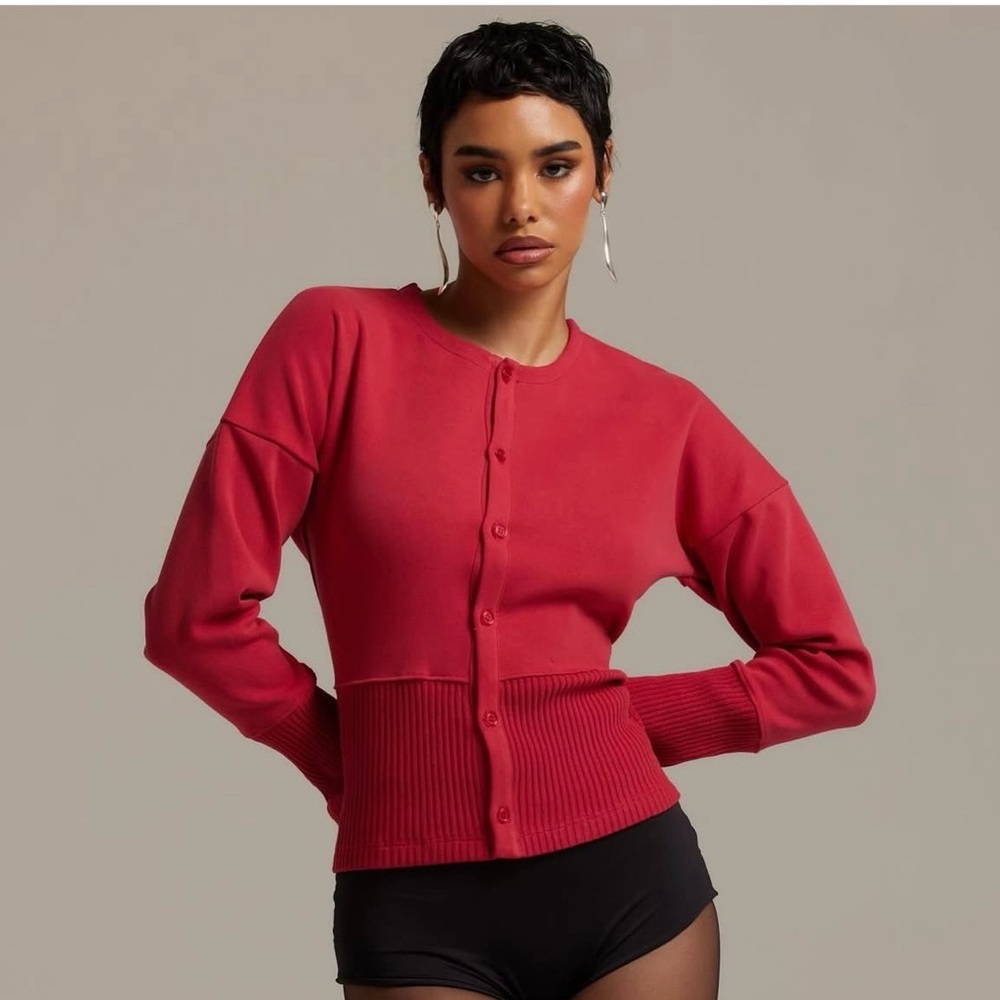 Red Button-Up Cardigan